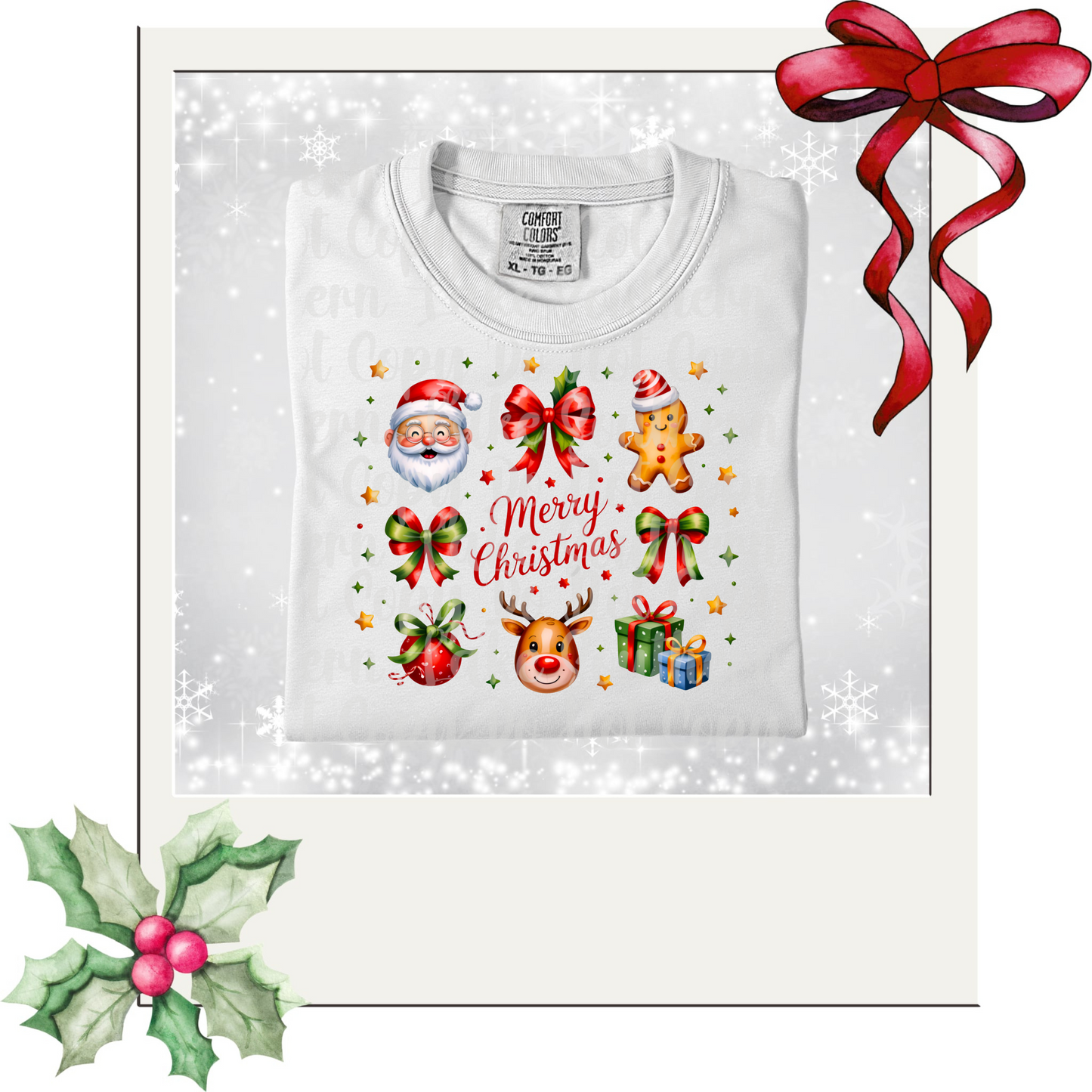 Merry Christmas with some Bows DTF Single Print