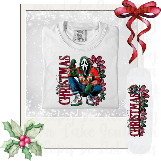 Floral Merry Christmas Ghostface DTF Single Print
