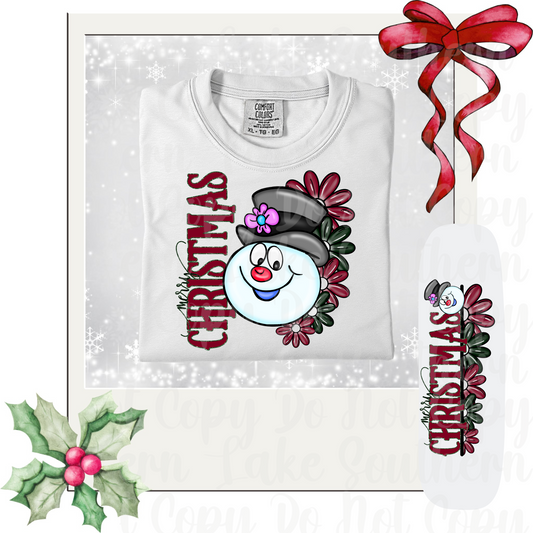 Floral Merry Christmas Frosty DTF Single Print