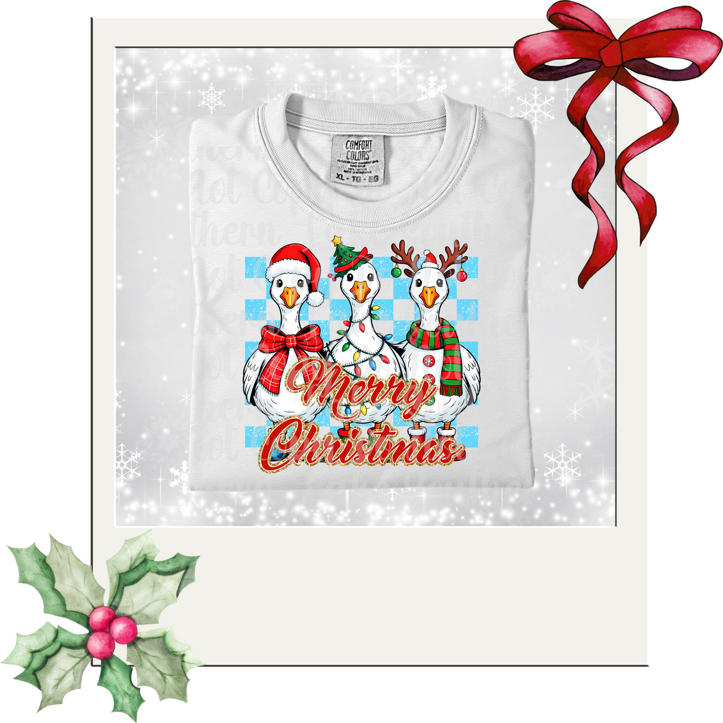 Merry Christmas Geese DTF Single Print