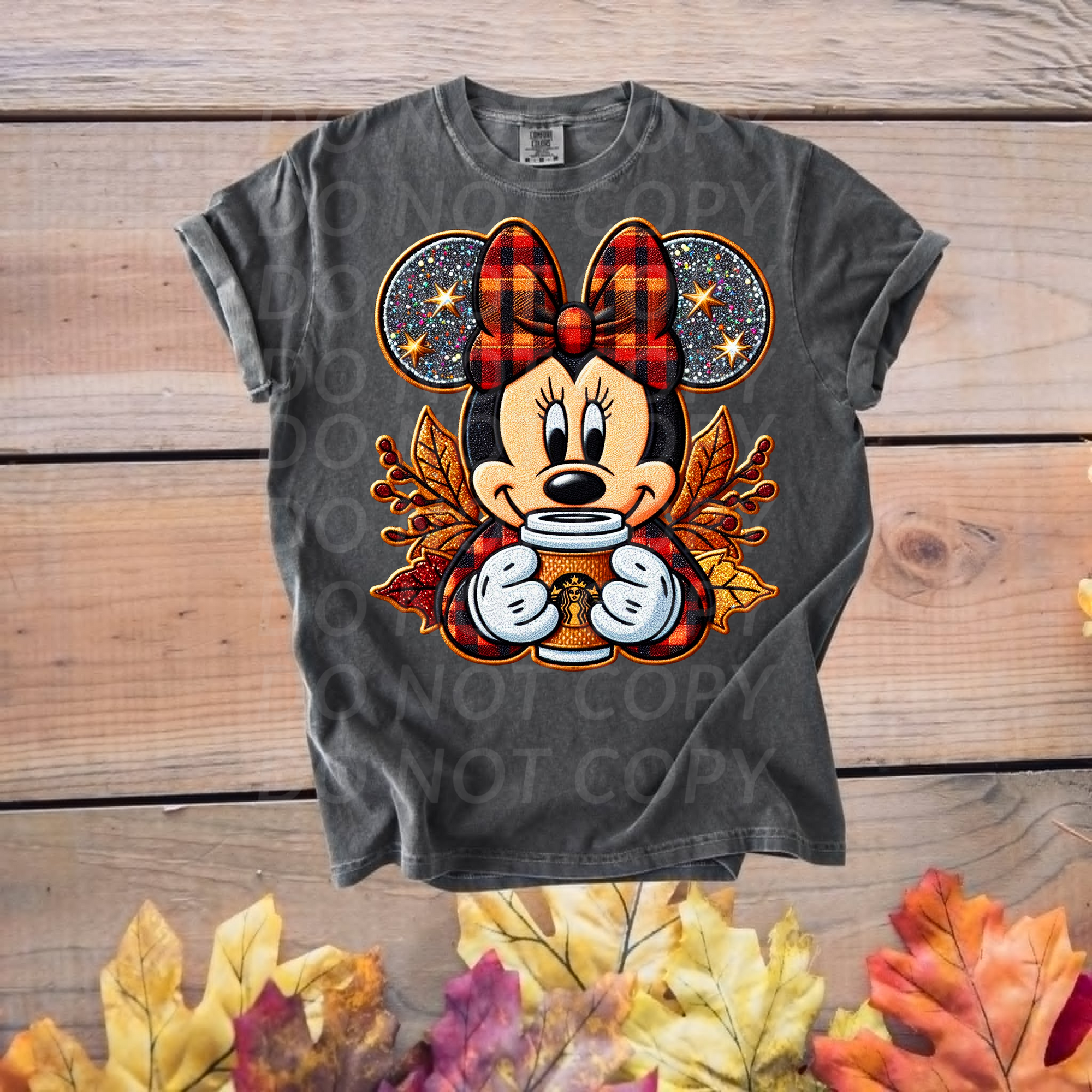 Fall Minnie with Coffee ...DTF Single Print