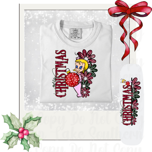 Floral Merry Christmas Cindy Lou DTF Single Print