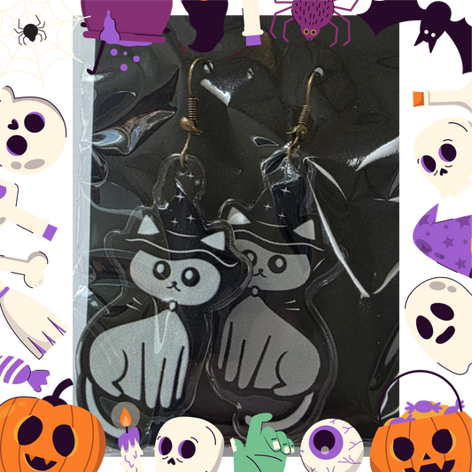 Witch Cat Earrings (Acrylic)