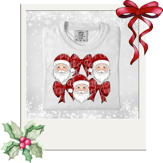 Santas and Red Bows DTF Single Print