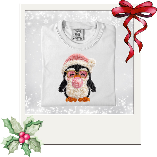 Yarn Christmas Penguin with Bubble Gum DTF Single Print