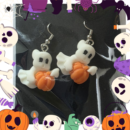 White Ghost with Pumpkin (Clay)