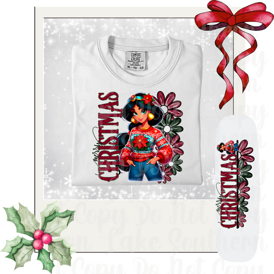 Floral Merry Christmas Jasmine DTF Single Print