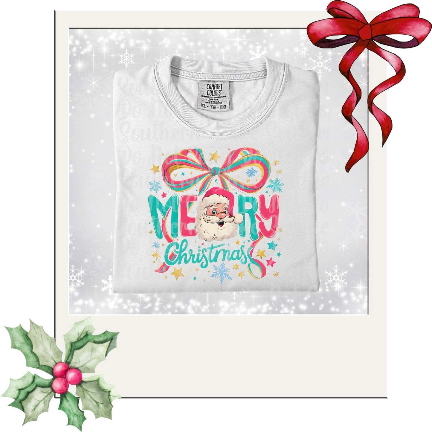Merry Christmas Santa w bow DTF Single Print