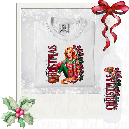 Floral Merry Christmas Tangled DTF Single Print