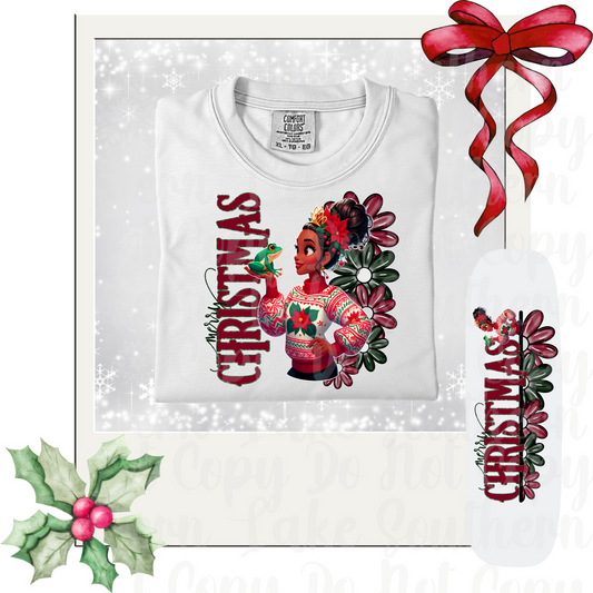 Floral Merry Christmas Tiana DTF Single Print