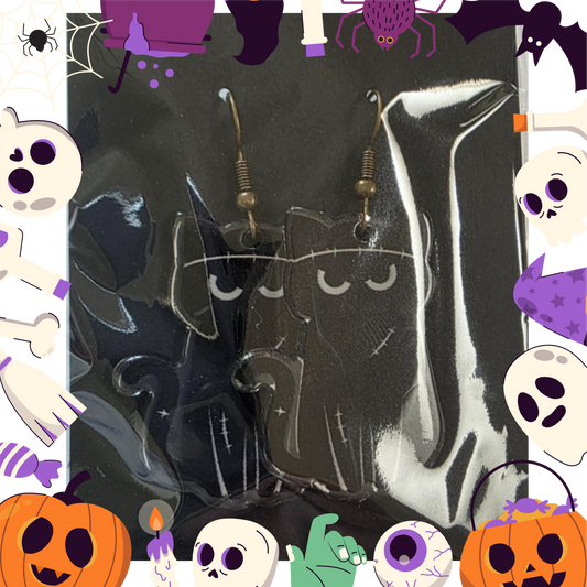 Frankenstein Black Cat Earrings (Acrylic)