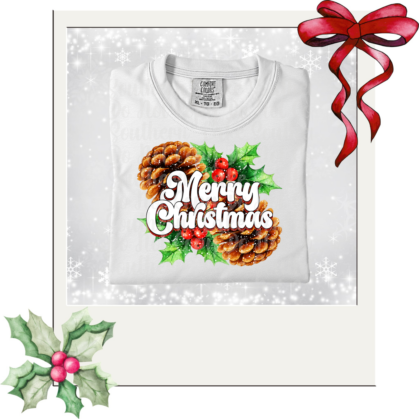 Merry Christmas (Pinecones) DTF Single Print