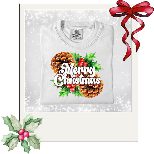 Merry Christmas (Pinecones) DTF Single Print