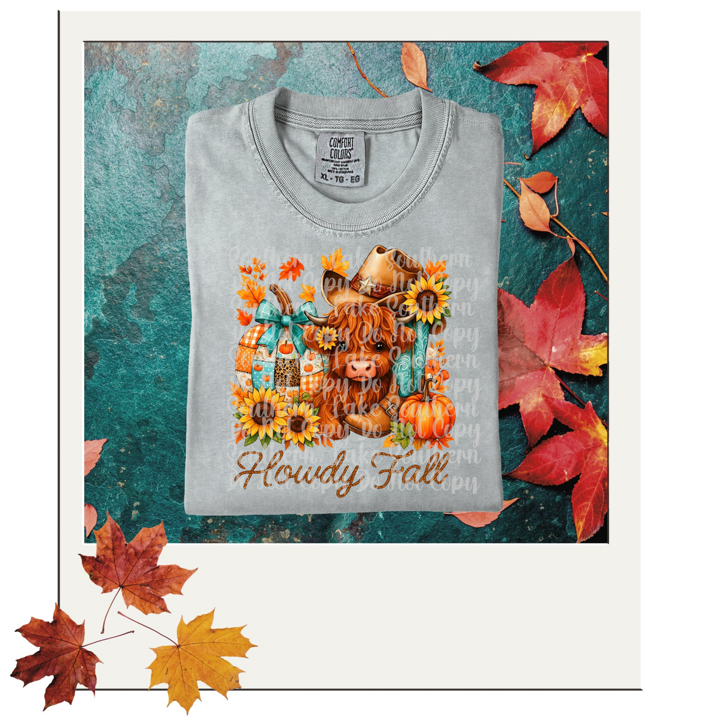 Highland Cow w/Boots Howdy Fall DTF Single Print