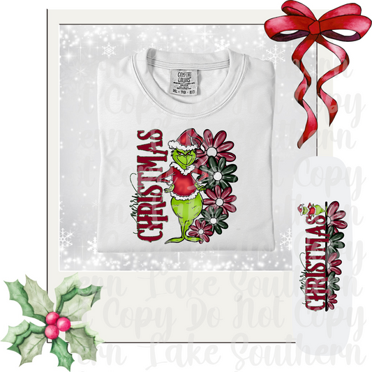 Floral Merry Christmas Grinch