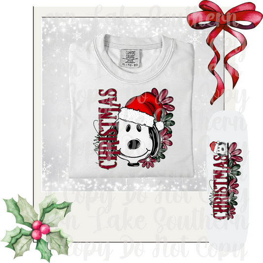 Floral Merry Christmas Snoopy DTF Single Print
