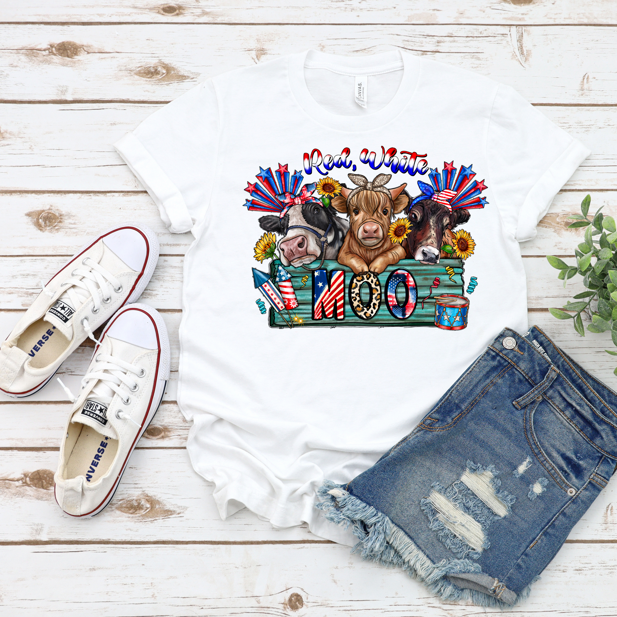 Red White and MOO DTF Single Print