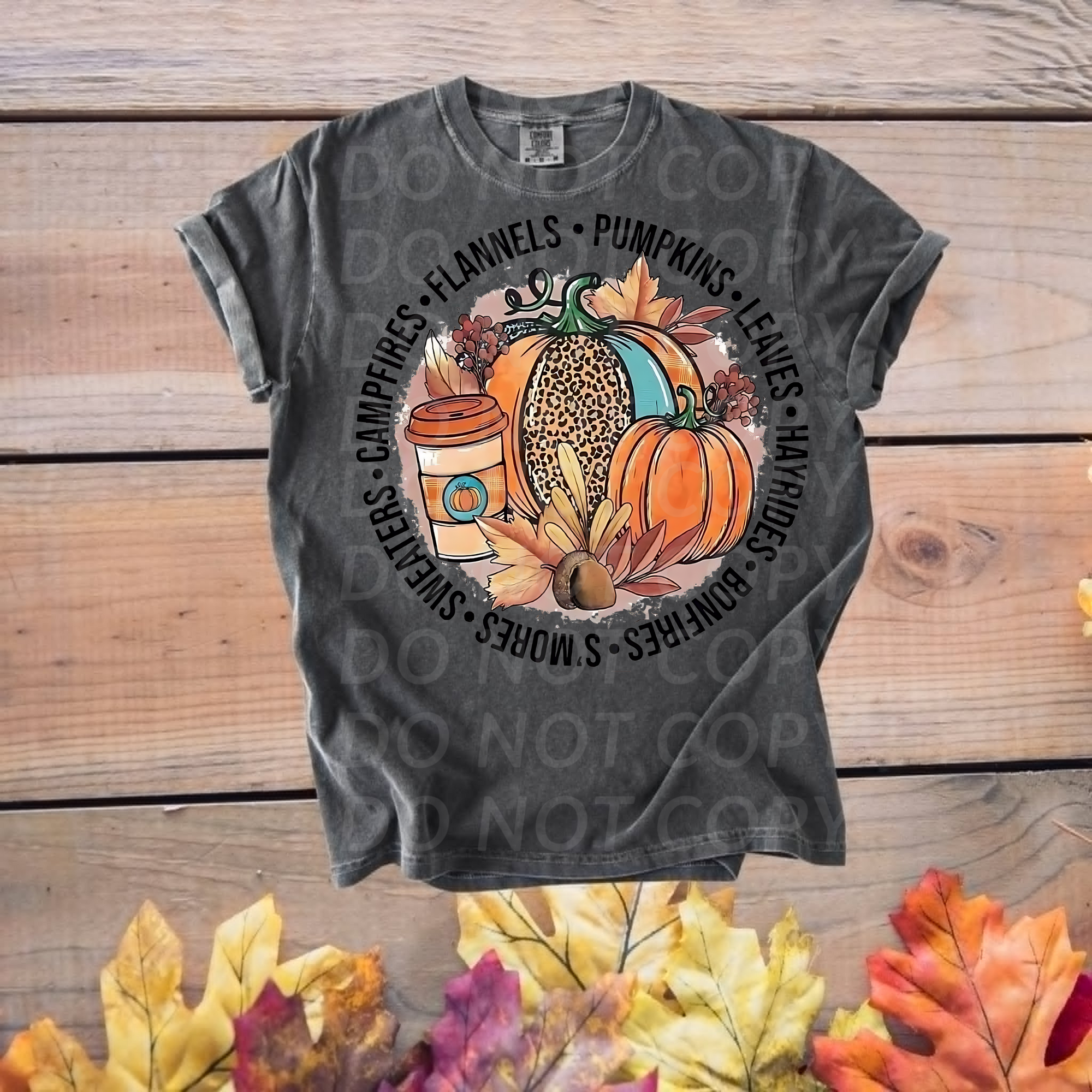 Flannels, pumpkin, leaves etc...DTF Single Print