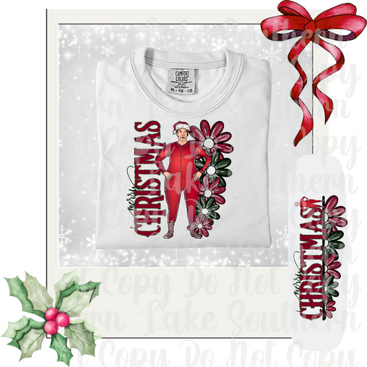 Floral Merry Christmas Santa Clause DTF Single Print