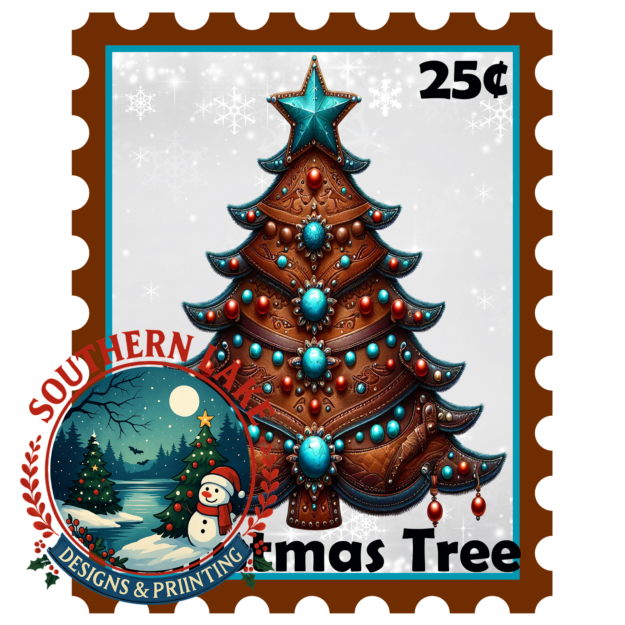 Christmas Tree Western Stamp Digital