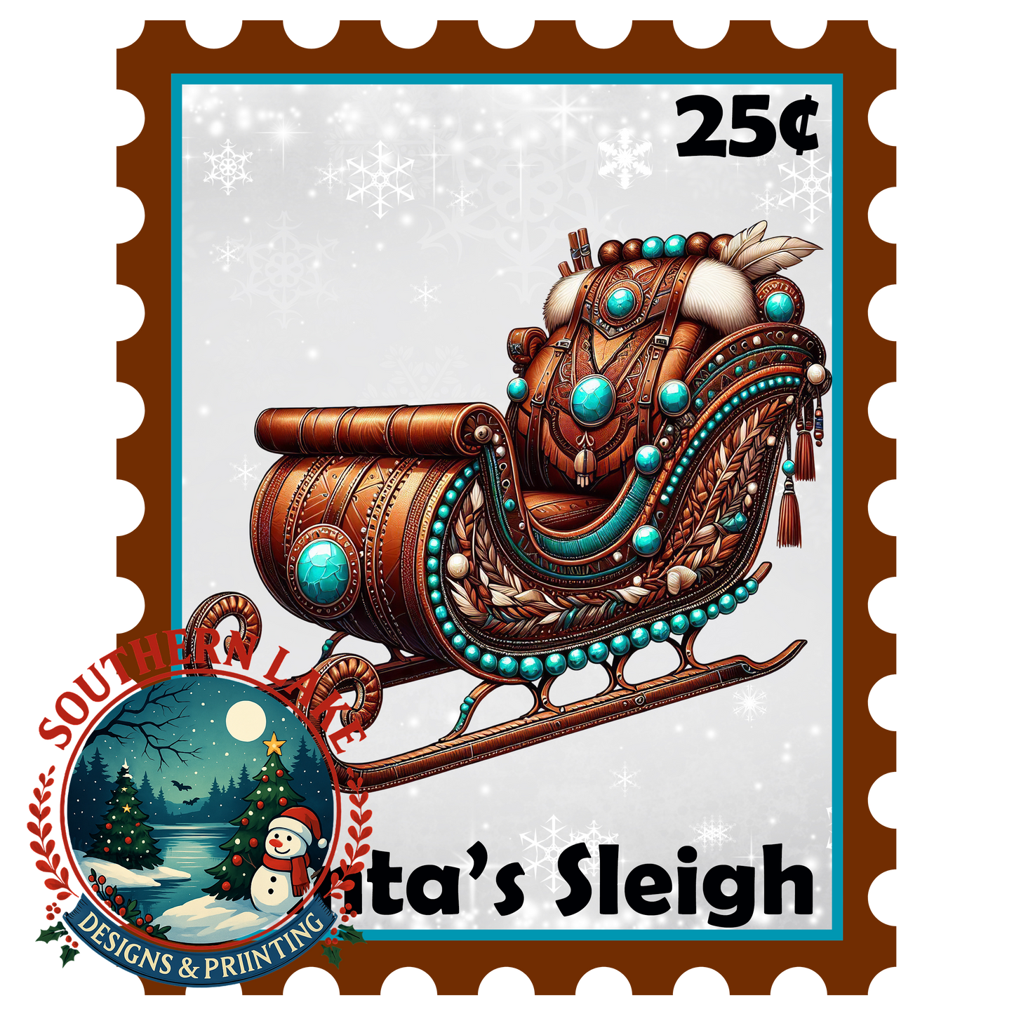 Santa's Sleigh Western Stamp