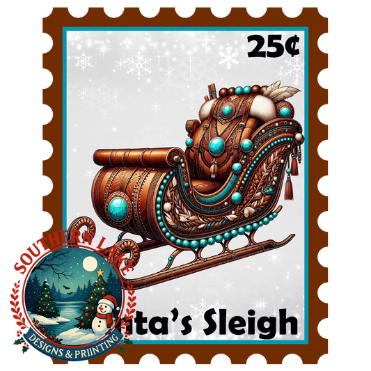 Santa's Sleigh Western Stamp