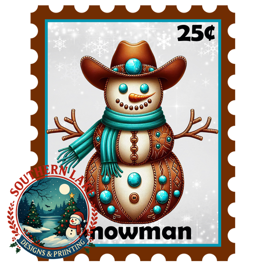 Snowman Western Stamp