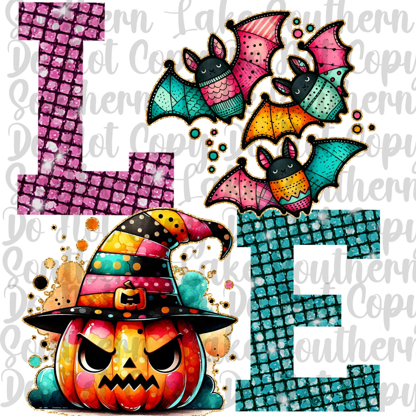 Love Halloween Sequin Letters Digital