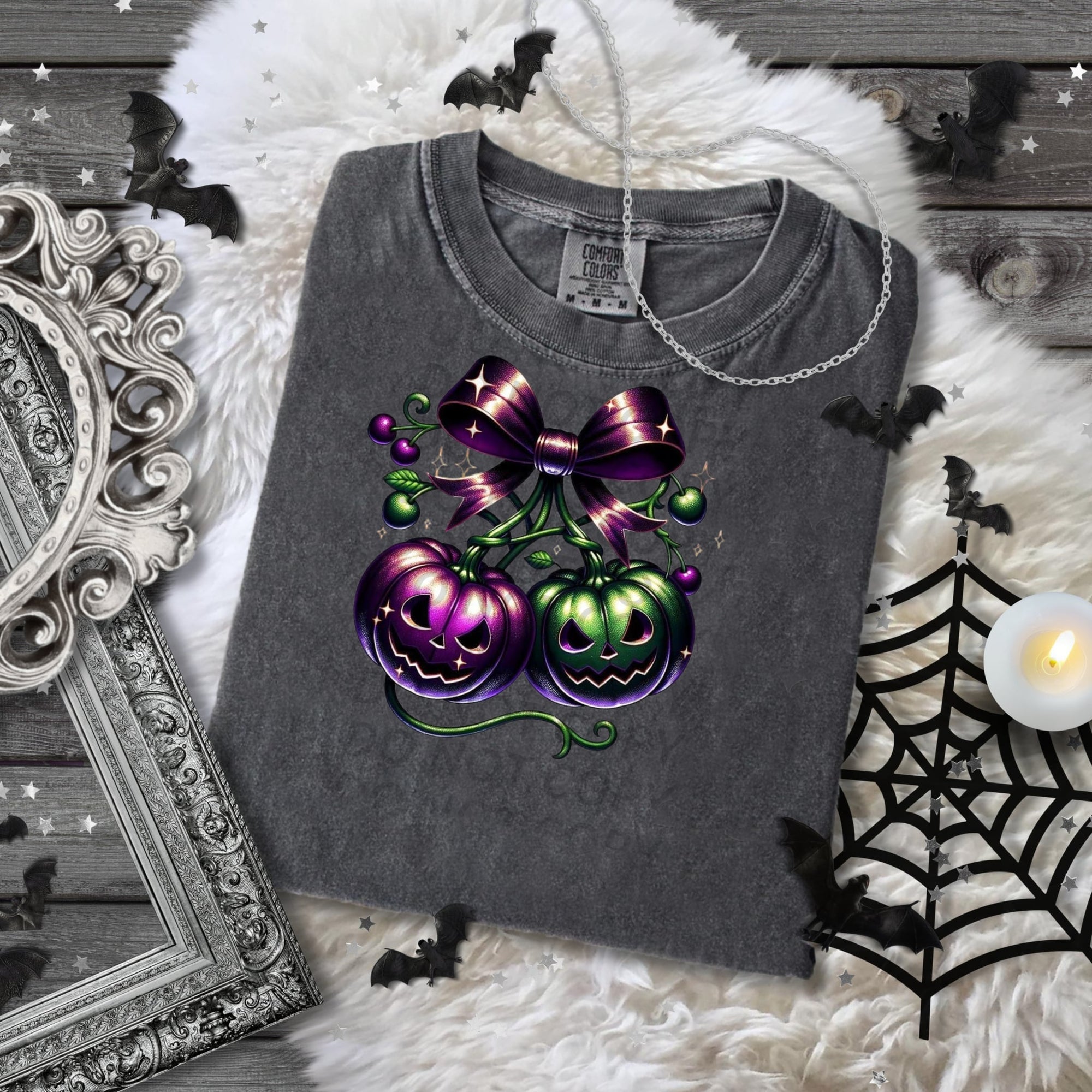 Purple&Green Cherries DTF Single Print