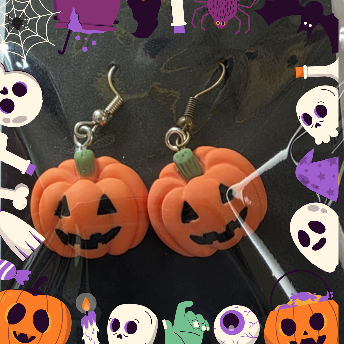 Jack O' Lantern Earrings (Clay)
