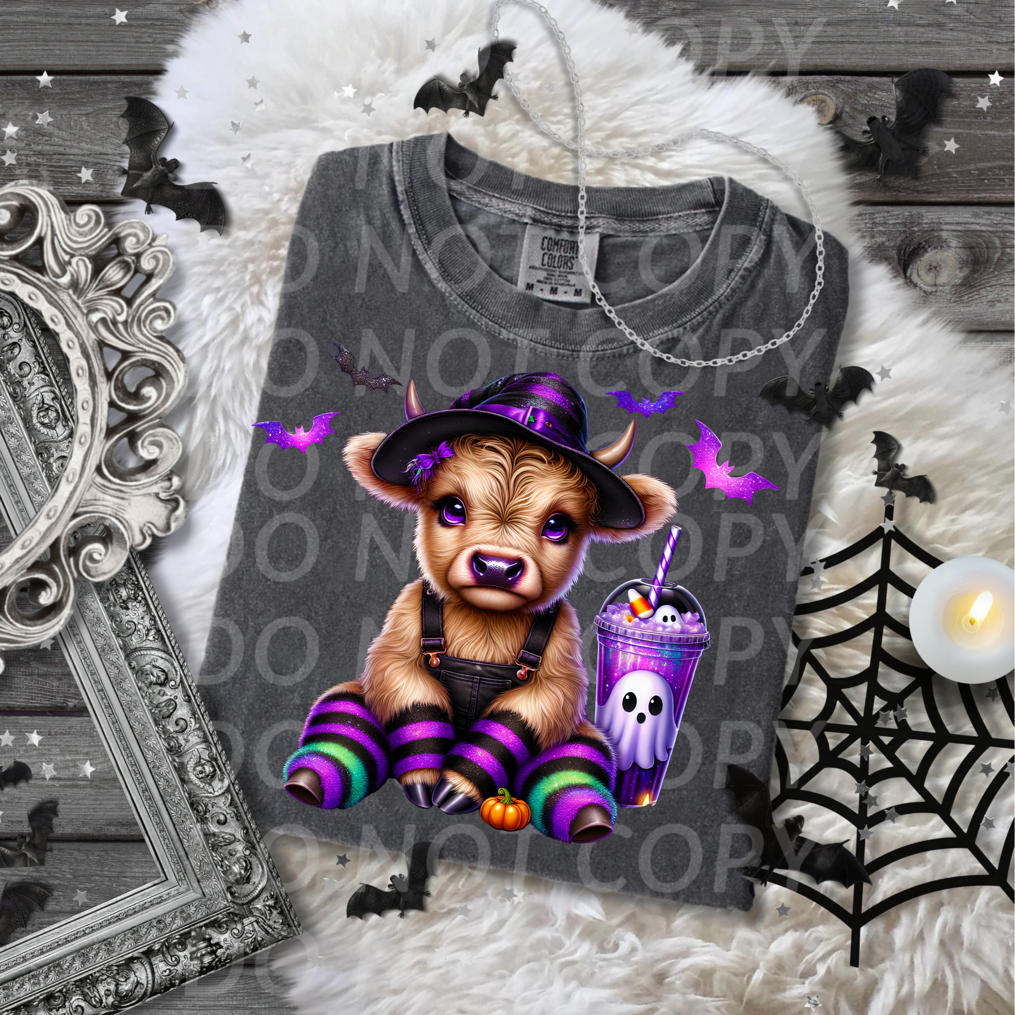 Witch Cow with Halloween Drink...DTF Single Print